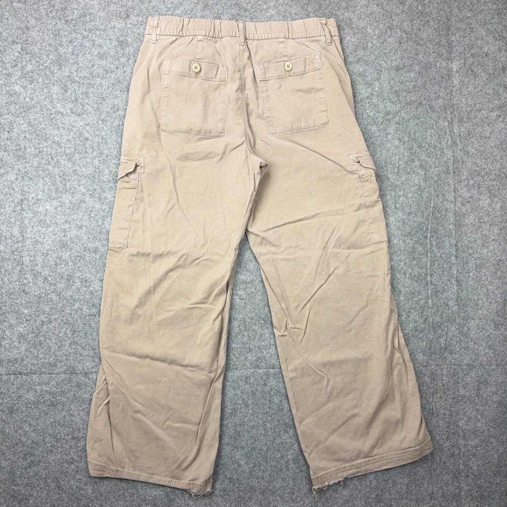 American‎ Eagle Jeans Womens 10 Brown Khaki Baggy Wide Leg Cargo Stretch Y2K
